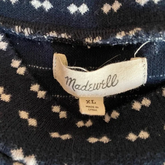 Madewell Navy and White Patterned Sweatshirt - Picture 4 of 8